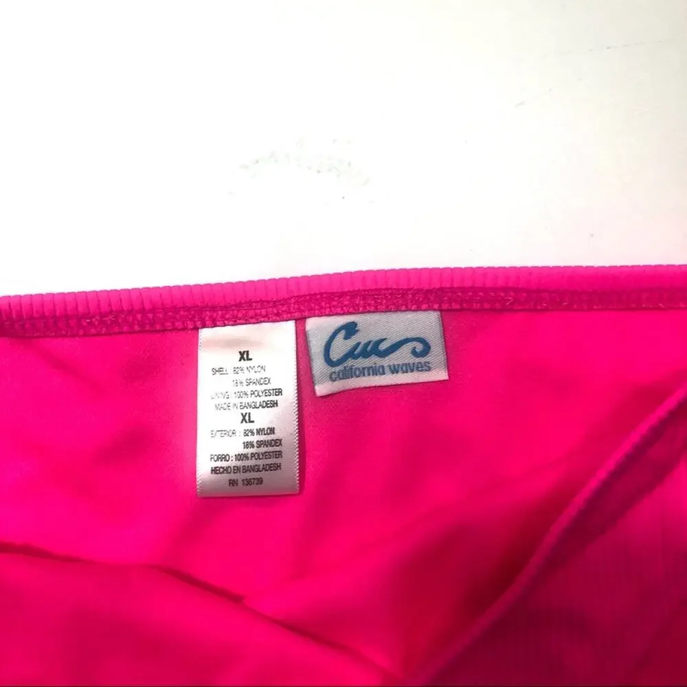 California Waves PINK Ribbed Bikini Swim Bottom